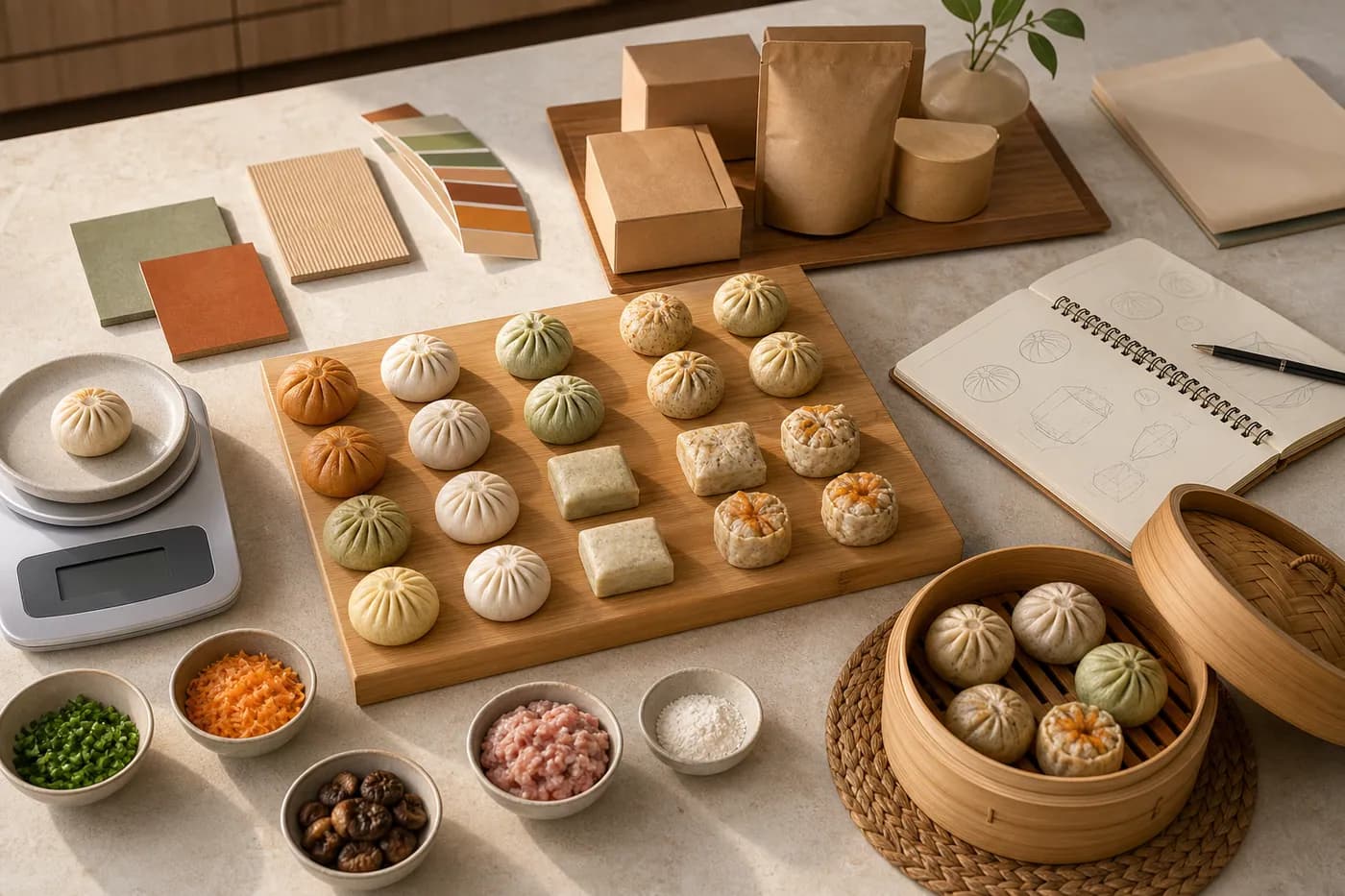Frozen bao OEM product development table with prototypes packaging and specifications